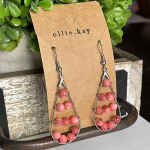 Pink and silver teardrop earrings